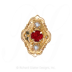 GS511 G/PL - 14 Karat Gold Slide with Garnet center and Pearl accents 